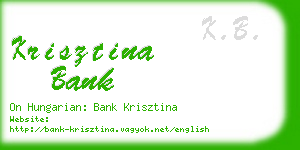 krisztina bank business card